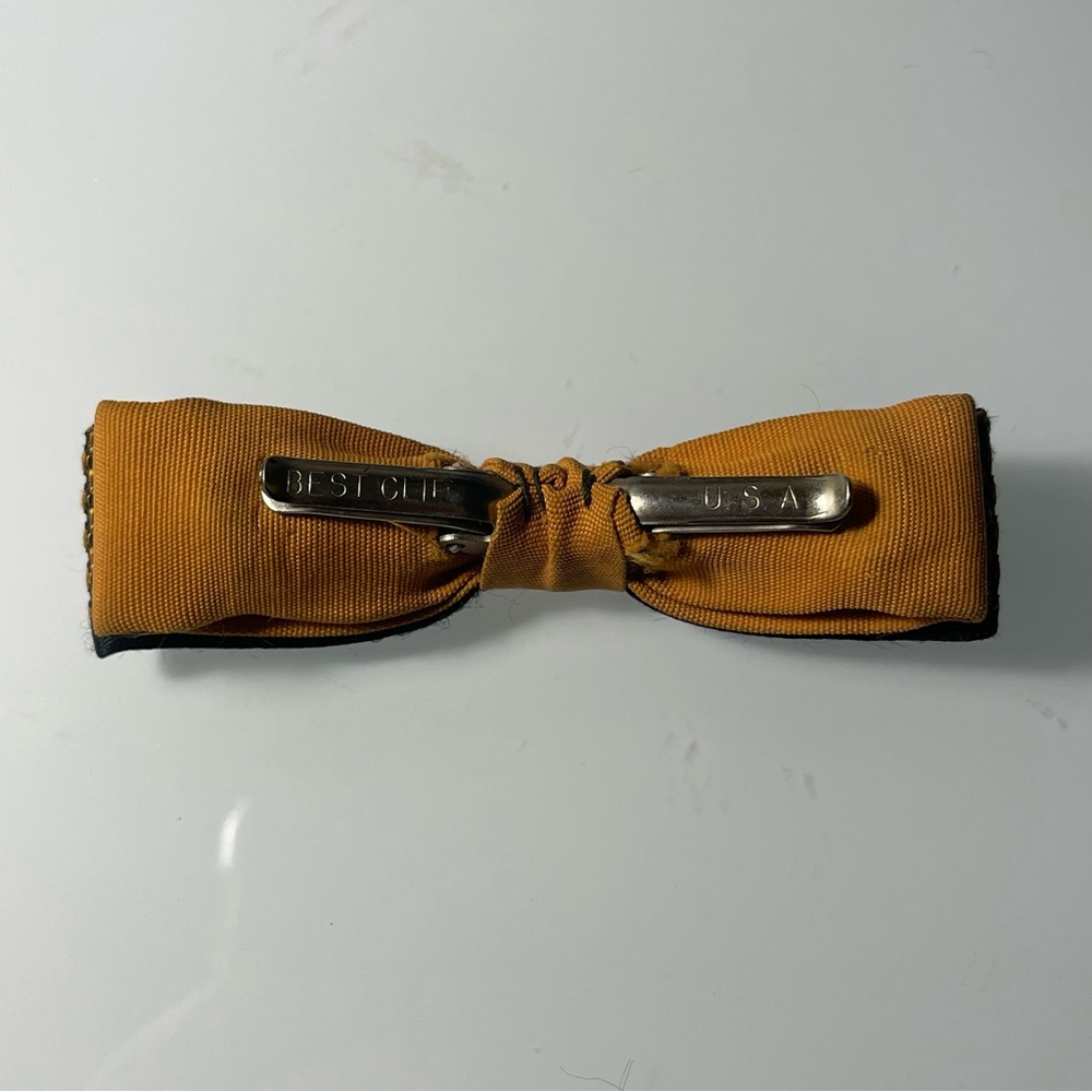 Vintage Gold and Black clip on bow Tie - Picture 3 of 6